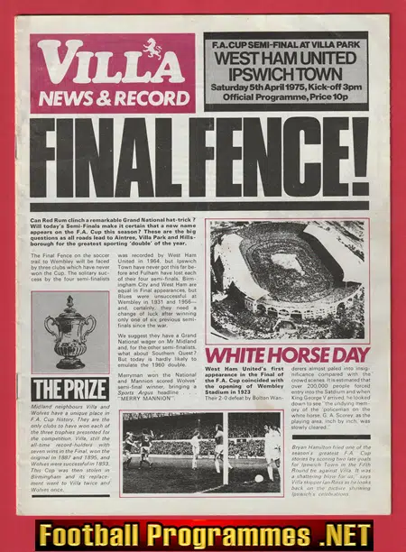 West Ham United v Ipswich Town 1975 – FA Cup Semi Final