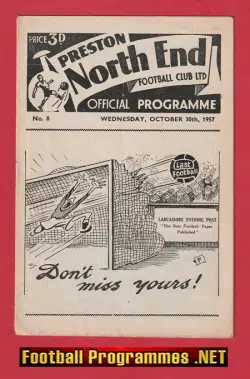 Preston North End v Gwardia Warsaw 1957 – Friendly Match 1950s