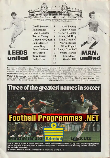 Leeds United v Manchester United 1977 - Semi Final Hillsborough