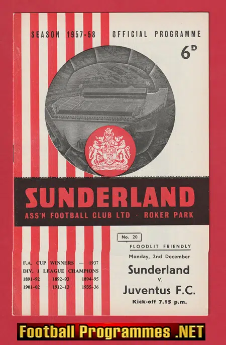 Sunderland v Juventus 1957 – Friendly Game Juve