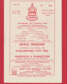 Chelmsford City v Harwich Parkeston 1960 – Counties Semi Final