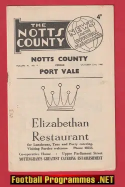 Notts County v Port Vale 1960