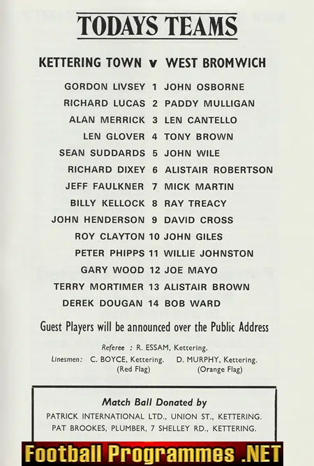 Kettering Town v WBA 1976 - Centenary Match