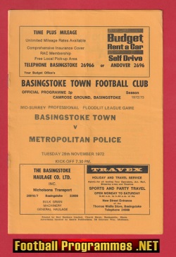 Basingstoke Town v Metropolitan Police 1972 – Met Police