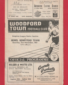 Woodford Town v Hemel Hempstead Town 1957 – Delphian League