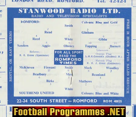 Romford v Southend United 1966 - Professional Cup Final