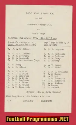 Royal High School Rugby v Stewarts College 1954 - Jock's Lodge