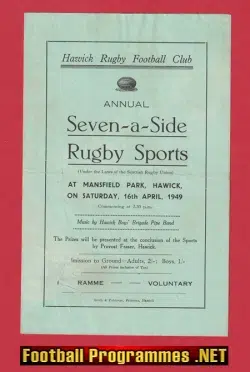 Hawick Rugby Seven A Side - 7's - Sevens - Mansfield 1949
