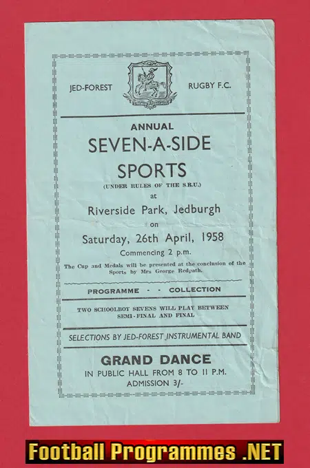 Highland Rugby Seven A Side - 7's - Sevens - Bught Park 1958