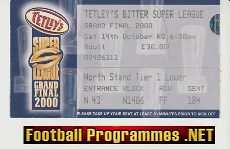 St Helens Rugby v Wigan 2000 - Cup Final + Ticket