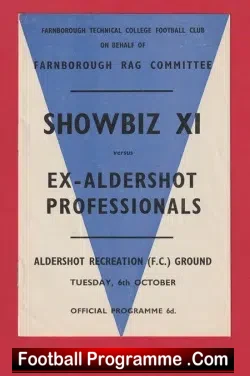 Aldershot v Ex Aldershot Professionals 1964 - Plus David Frost - football programme