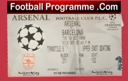 Arsenal v Barcelona 1999 – Champions League Football Ticket
