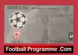 Arsenal v RC Lens 1998 – Champions League Football Ticket
