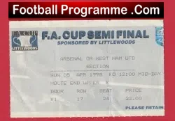 Arsenal v Wolves 1998 – FA Cup Semi Final Football Ticket