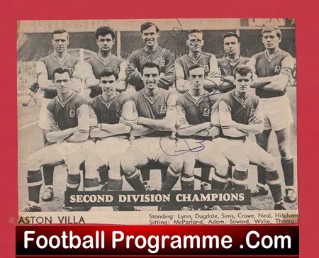 Aston Villa Football Club Multi Autographed SIGNED 1959