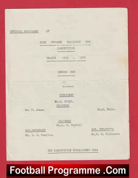 Aylesbury United v Flackwell Heath 1971 Senior Cup Final Wycombe