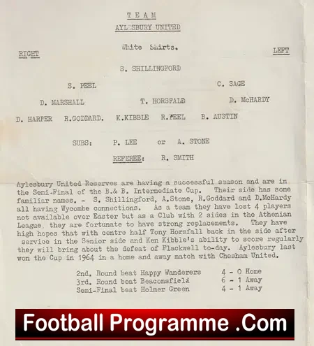 Aylesbury United v Flackwell Heath 1971 Senior Cup Final Wycombe