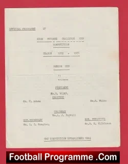 Aylesbury United v Flackwell Heath 1971 Senior Cup Final Wycombe - football programme