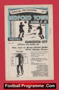 Bedford Town v Gloucester City 1952 - 50s Programmes - football programme