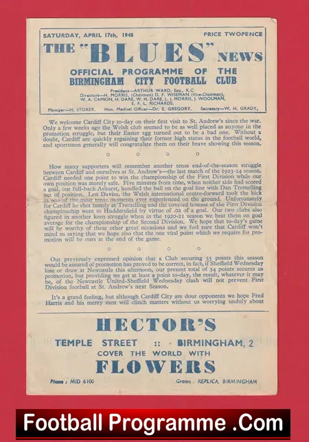 Birmingham City v Cardiff City 1948 – 1940s