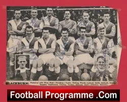 Blackburn Rovers Football Club 1950s - Multi Autographed SIGNED - football programme