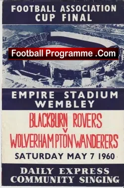 Blackburn Rovers v Wolves 1960 – FA Cup Final Song Sheet FAC