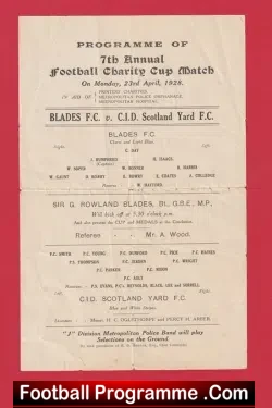 Blades v CID Scotland Police 1928 - Charity Cup Match 1920's - football programme