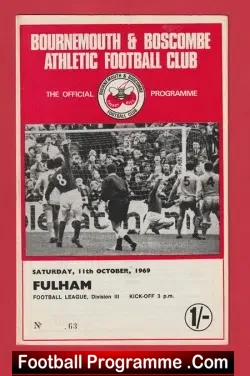 Bournemouth v Fulham 1969 - football programme