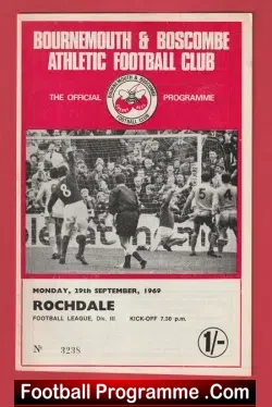 Bournemouth v Rochdale 1969 - football programme