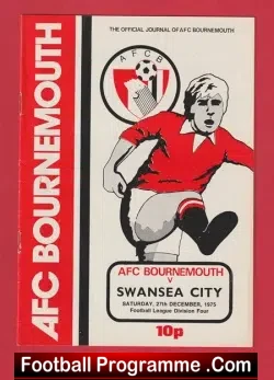 Bournemouth v Swansea City 1975 - football programme