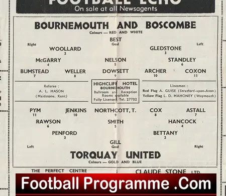 Bournemouth v Torquay United 1961 - 1960s