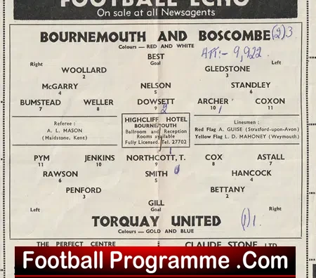 Bournemouth v Torquay United 1961 - 1960's