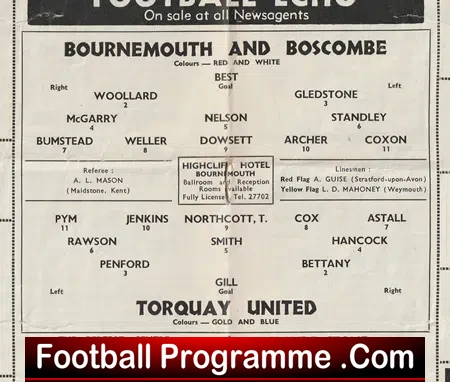 Bournemouth v Torquay United 1961