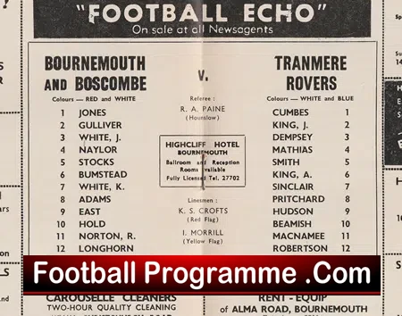 Bournemouth v Tranmere Rovers 1968