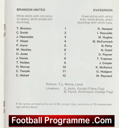 Brandon United v Evergreen 1976 - Sunday Cup Final at Spennymoor