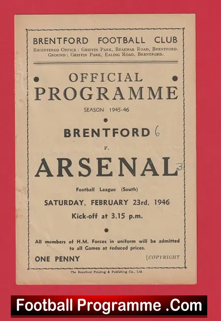 Brentford v Arsenal 1946 – 1940s