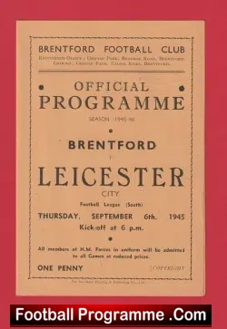 Brentford v Leicester City 1945 – Official Football Programme