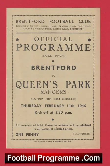 Manchester City v Bury 1944 – War Time Football Programme