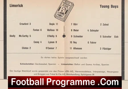 BSC Young Boys v Limerick 1960 - Switzerland Swiss Team