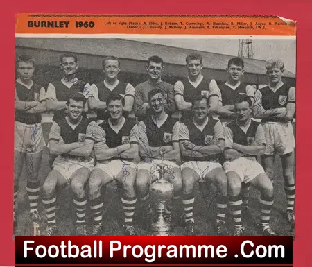 Burnley Football Club 1950s - Multi Autographed SIGNED