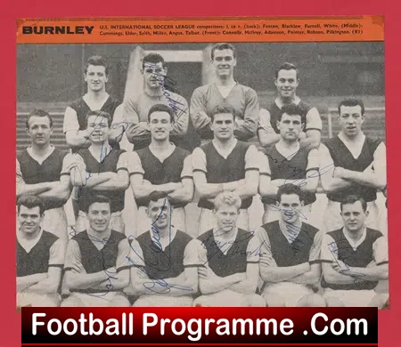 Burnley Football Club 1950s - Multi Autographed SIGNED