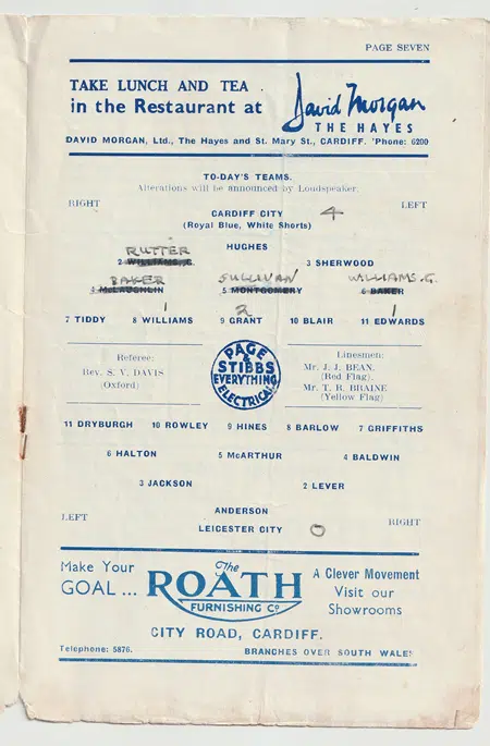 Cardiff City v Leicester City 1951 - To Clear !