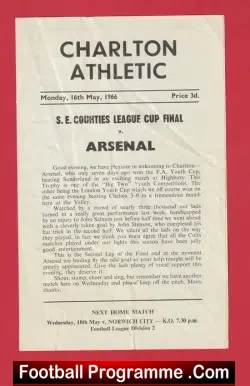 Charlton Athletic v Arsenal 1966 - Southern Counties Cup Final - football programme