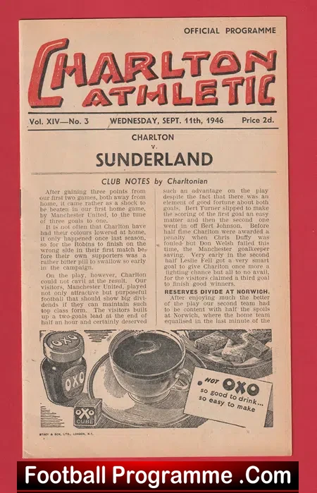 Charlton Athletic v Sunderland 1946 – 1940’s