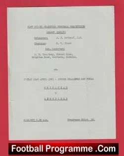 Chipstead v Lingfield 1961 - East Surrey Junior Cup Final - football programme