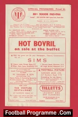 Clapton v Leytonstone 1965 - FA Cup - football programme