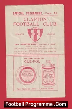 Clapton v London Caledonians 1925 - 1920s Football Programmes - football programme