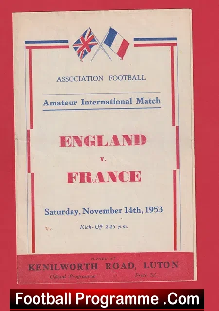 England v France 1953 – Amateur International at Luton Town