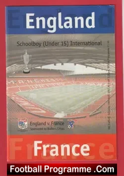 England v France 1997 - Schoolboys U15 at Man Utd Old Trafford - football programme