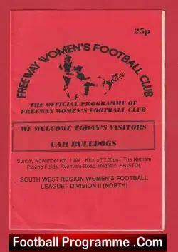 Freeway Ladies v Cam Bulldogs 1994 - Womens Football - football programme